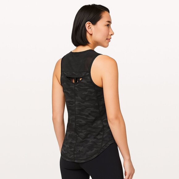 lululemon athletica Tops - Lululemon Sculpt Tank Mesh Training Top Sequoia Camo Black Size 6 Athleisure